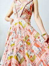 Load image into Gallery viewer, Vintage 1940s pink novelty print dress

