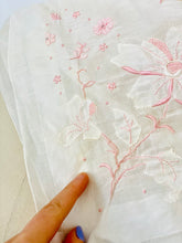 Load image into Gallery viewer, Vintage 1930s white embroidered floral bandana cotton hankie
