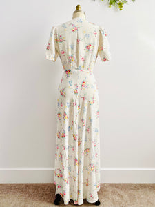 Vintage 1930s Radcliffe Rayon Floral Lingerie Dressing Gown