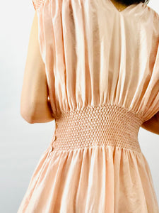 Vintage pink smocked lingerie dress