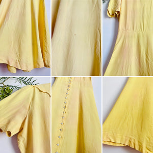 Vintage 1940s yellow rayon dress