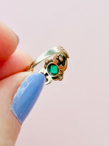 Antique Victorian 10k gold emerald ring with seed pearls