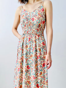 Ruched floral maxi dress