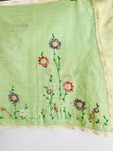 Load image into Gallery viewer, Vintage 1930s green embroidered scarf/shawl
