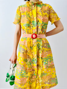 Vintage 1960s yellow floral dress