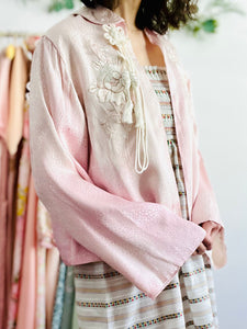 Vintage 1920s pink satin bed jacket