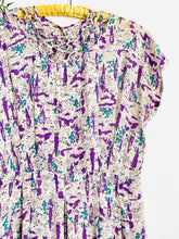 Load image into Gallery viewer, Vintage 1940s novelty print dress woven neckline secret garden
