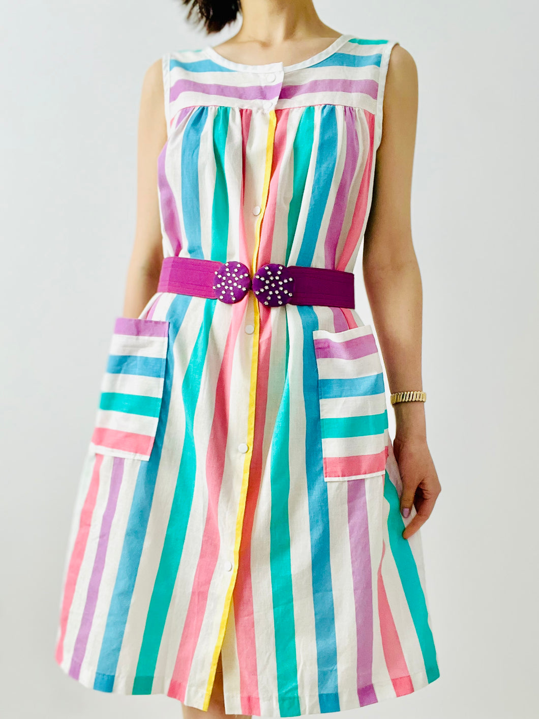 Vintage 1960s pastel stripes dress