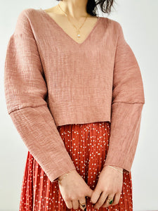 Dusty pink crinkled top