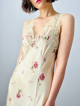 Load image into Gallery viewer, Vintage pink satin floral lingerie dress

