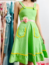 Load image into Gallery viewer, Vintage 1960s green pinafore overall dress
