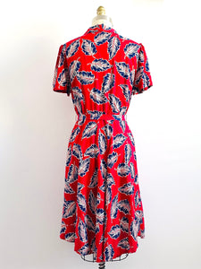 Novelty Print Dress Leaves print Red Dress