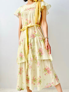 Vintage 1920s pastel daisy dress