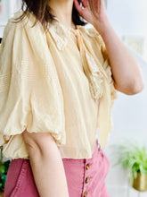 Load image into Gallery viewer, Vintage 1930s silk bed jacket with lace collar bishop sleeves
