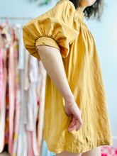 Load image into Gallery viewer, Mustard color ruched mini dress/blouse
