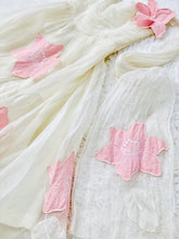 Load image into Gallery viewer, Vintage Late 1940s white organza dress with pink embroidered flowers
