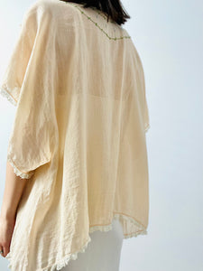 Vintage 1920s pastel embroidered bed jacket