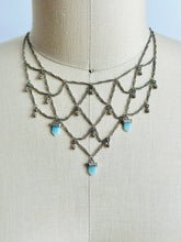 Load image into Gallery viewer, Vintage style silver chain bib necklace

