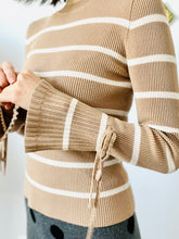Load image into Gallery viewer, Mocha color striped knit top
