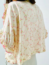 Load image into Gallery viewer, Vintage 1920s ruched pink floral boudoir bed jacket
