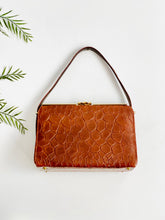 Load image into Gallery viewer, Vintage brown faux crocodile leather handbag
