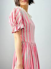 Load image into Gallery viewer, Vintage 1950s pink candy stripes dress
