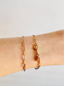 Vintage dainty gold chain coral bead bracelet