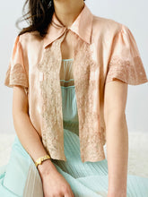 Load image into Gallery viewer, Vintage 1930s pink silk rayon bed jacket lingerie top
