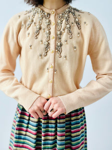 Vintage 1940s beaded cashmere cardigan
