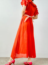 Load image into Gallery viewer, Vintage 1930s coral color silk dress
