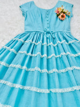 Load image into Gallery viewer, Vintage 1950s pastel blue cotton lace dress
