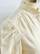 Load image into Gallery viewer, Vintage 1970s white linen jacket s balloon sleeves
