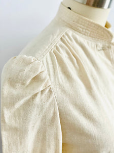 Vintage 1970s white linen jacket s balloon sleeves