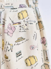 Load image into Gallery viewer, Vintage “travel essentials” novelty print linen shorts
