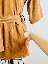 Load image into Gallery viewer, Vintage corduroy wrap jacket caramel color w matching belt
