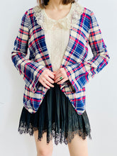 Load image into Gallery viewer, Vintage Plaid Fall Jacket with lace skirt on model
