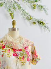 Load image into Gallery viewer, Vintage Cotton Floral Dress Cabbage Rose Print
