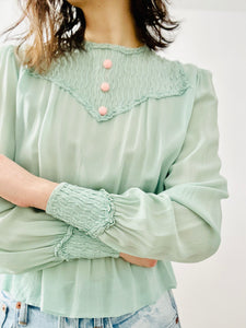 Vintage 1930s seafoam color silk blouse