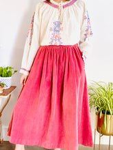 Load image into Gallery viewer, Vintage 1970s raspberry pink corduroy skirt with pockets
