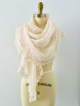 Load image into Gallery viewer, Vintage pastel pink lace scarf/shawl
