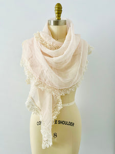 Vintage pastel pink lace scarf/shawl
