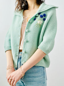 Vintage 1940s turquoise cardigan