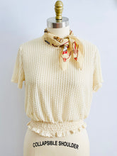 Load image into Gallery viewer, Vintage Beige Color Semi Sheer Striped Top Ruched Waist
