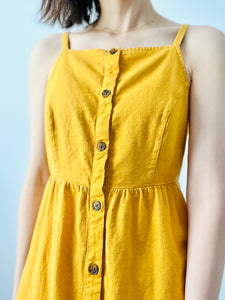 Mustard color linen dress