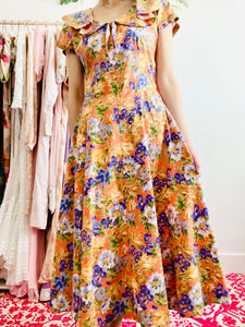 Vintage 1930s orange floral day dress