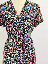 Load image into Gallery viewer, Vintage colorful floral rayon dress w waist ties
