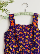 Load image into Gallery viewer, Vintage purple playsuit floral overalls romper
