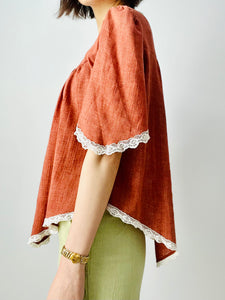Vintage 1970s top with lady portrait