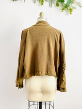 Load image into Gallery viewer, Minimalist Dark Olive Color Linen Jacket w Large Pockets
