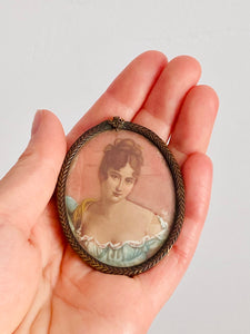 Antique victorian lady portrait brass pendant